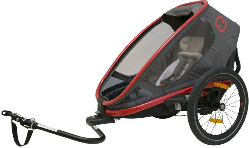 Hamax Outback ONE für 380€ - Kinderfahrradanhänger in Grau/Rot