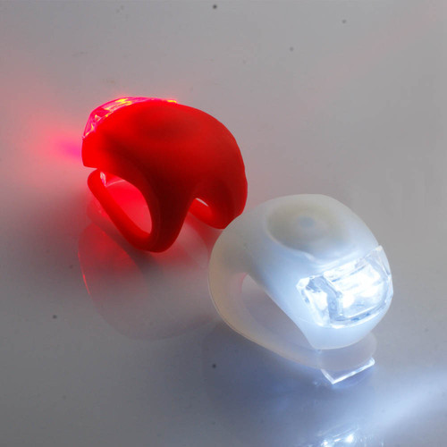 2 LED Silikon Fahrrad Licht SET Fahrradlampe Frontlicht Rücklicht Lampe für 3,44€ inkl. Versand