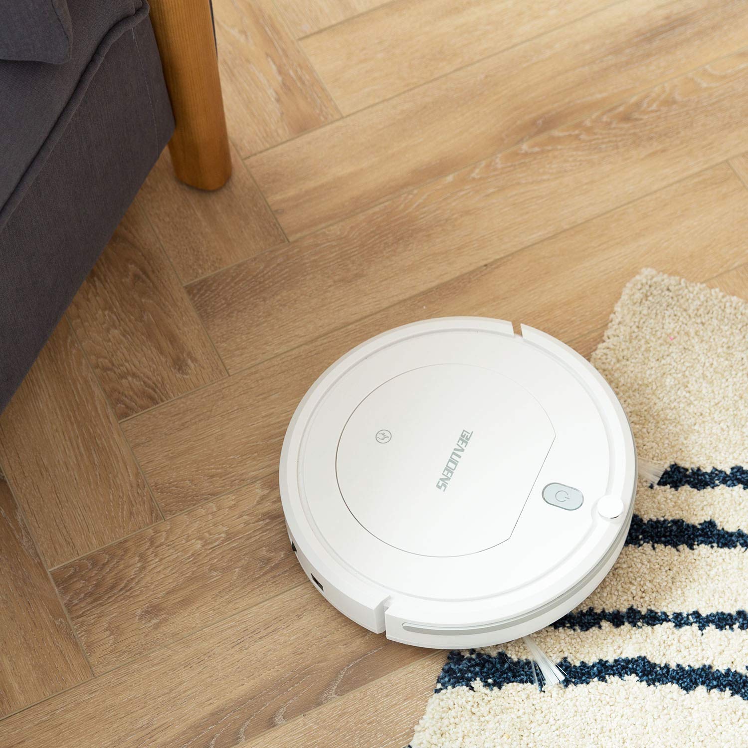 Staubsauger, BEAUDENS Roboter mit starker Saugleistung 7.6cm, 3 Reinigungsmodi, 800pa 5 cm Antikollision