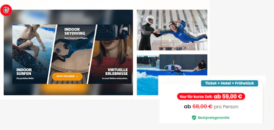 Jochen Schweizer Arena Kurzurlaub für 59€ 🪂 inkl. Hotel & Frühstück