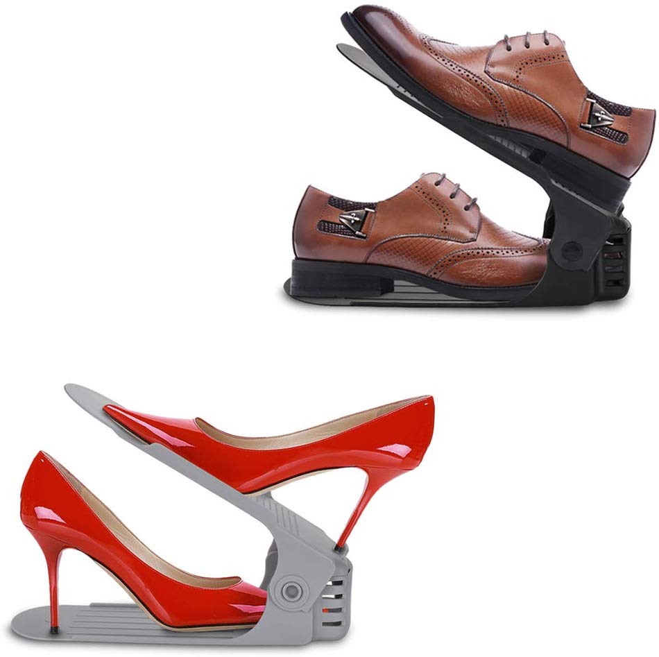 wolketon 20 Stück Einstellbare Schuhregale, Schuhstapler/Schuhhalter Set, Space Saver Schuh Slots Für Herren Damen