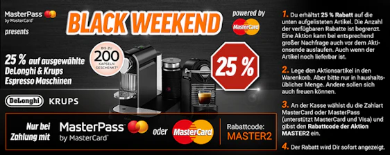 25 % auf ausgewählte DeLonghi & Krups Maschinen + bis zu 200 Kapseln gratis - z.B. KRUPS XN1004 Nespresso für 63€