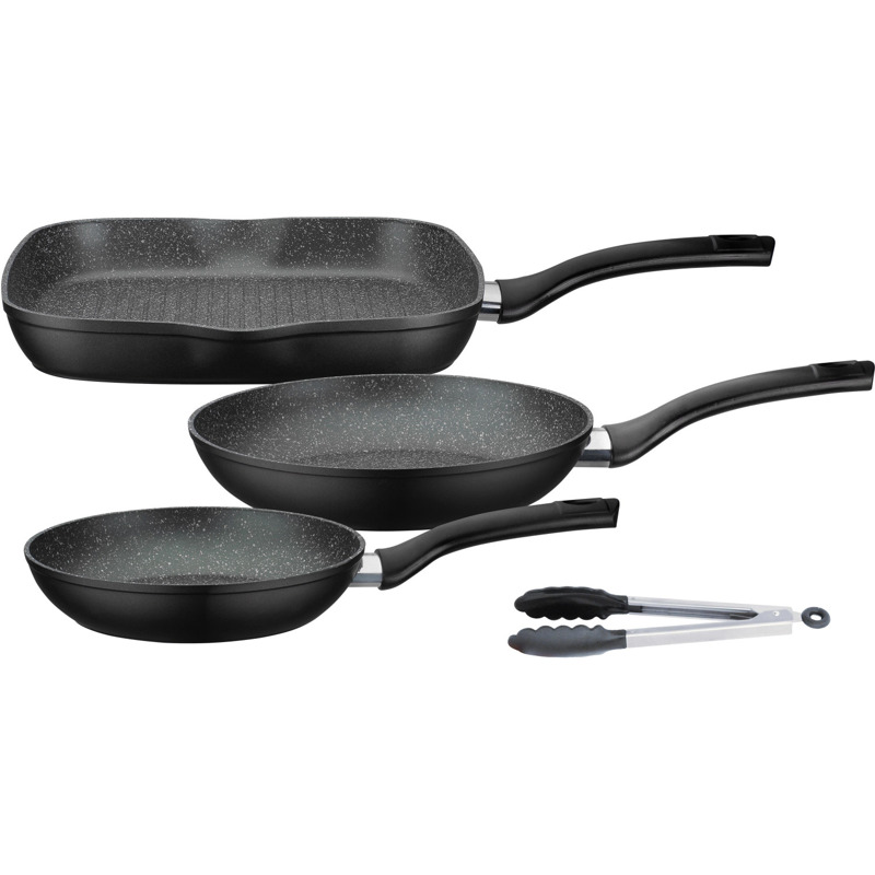 GSW Pfannen-Set Gourmet Granit (Set 4-tlg) schwarz-silberfarben für 35,94€