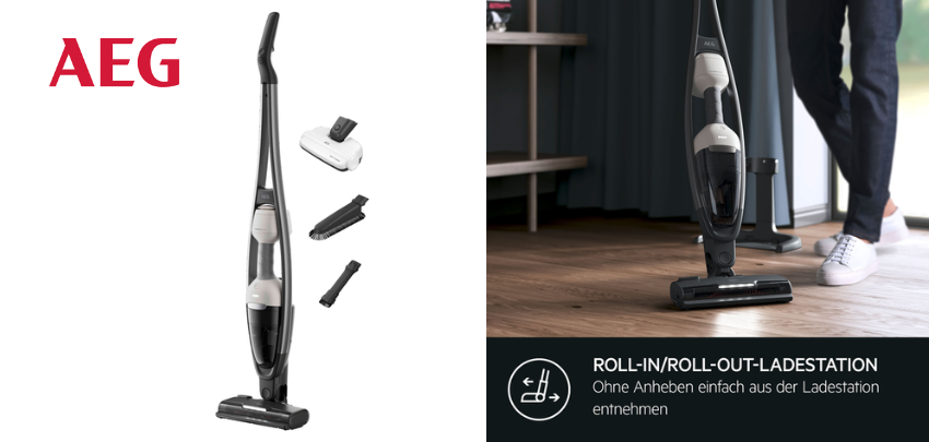 AEG Akku-Staubsauger AS62HB für 205€ - Umweltfreundlich, 2-in-1 Funktionen, Leise Laufleistung