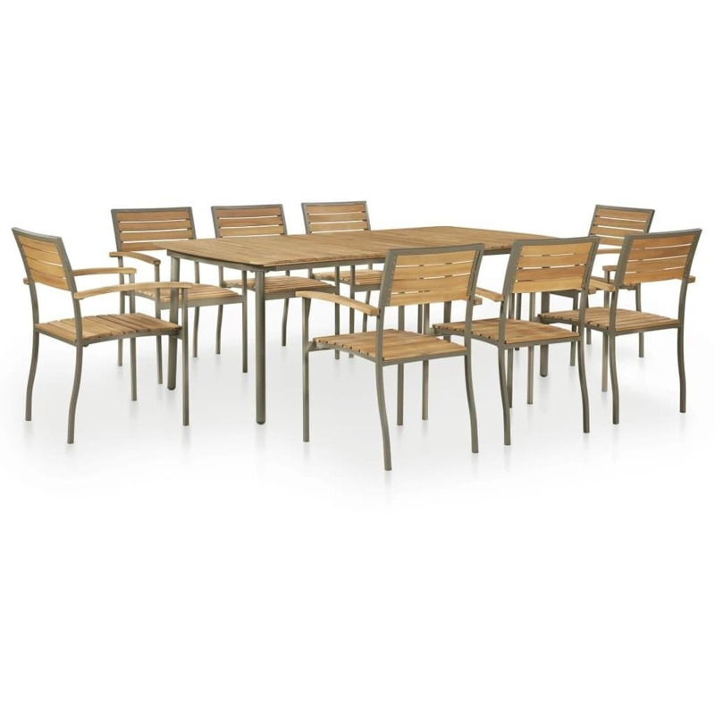 VidaXL Garten-Essgruppe 9-tlg. Akazienholz Massivholz Stahl (44232) mit 40% Nachlass