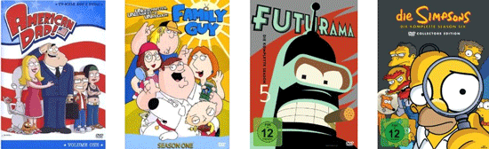 DVD-Serien ab 10€ - American Dad, Family Guy, Futurama und die Simpsons