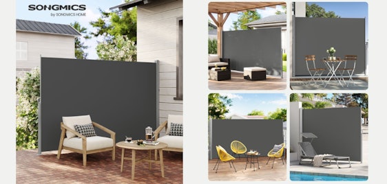 Songmics Seitenmarkise für 52€ - rauchgrau, 160x300cm, TÜV-geprüft