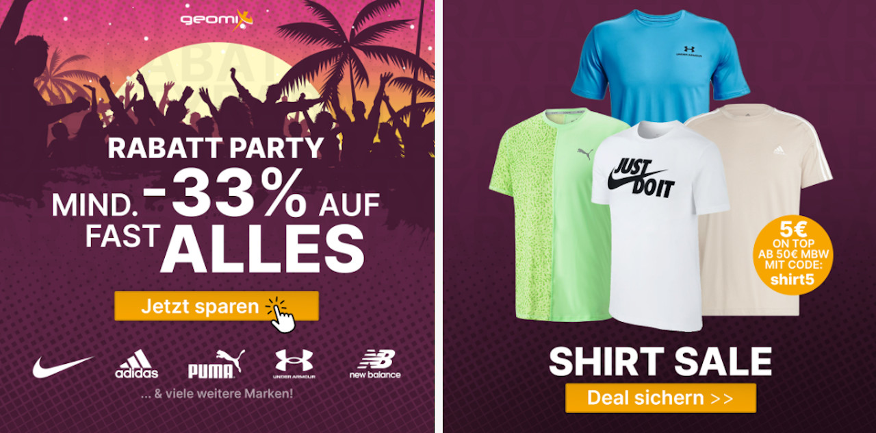 Geomix Rabatt Party mit mind. 33% Rabatt – z.B.: adidas Sneaker Grand Court 2.0 für 50€