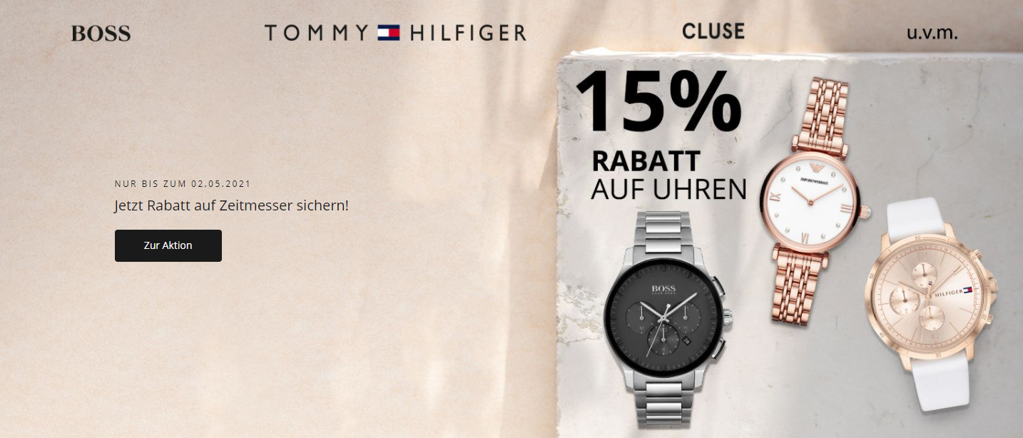 15% Extra-Rabatt auf Uhren im Christ Sale Special - z. B. Tommy Hilfiger Damenuhr für 85€