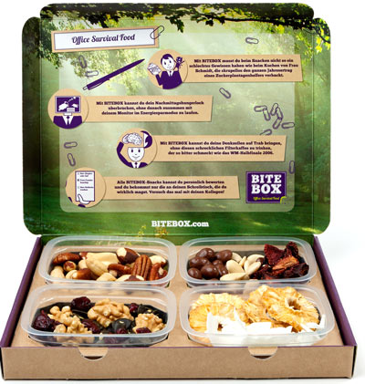 1 Bitebox komplett kostenlos (Kündigung erforderlich) - Snackbox mit Nüssen, Früchten, uvm. (Update)