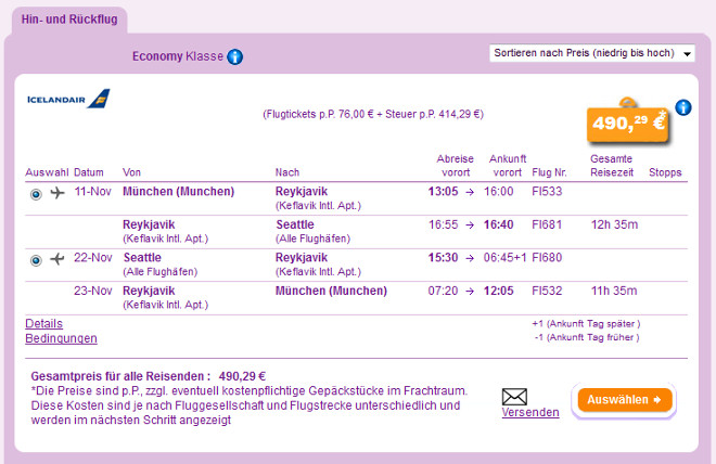Hin- und Rückflug nach Seattle ab 490€