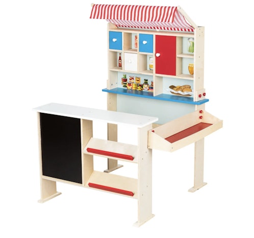 Playtive Holz Kaufladen für 32€ – mit Markise und Angebotstafel