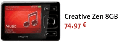 Creative Zen 16GB MP3-Player für 80€