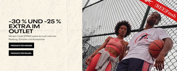 Reebok Spring Deals - 30% Rabatt auf Vollpreis-Artikel + 25% Extra im Outlet, z.B.: Reebok Club C Double Shoes für 70€