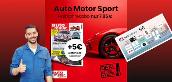 Jetzt inkl. 5€ BestChoice-Gutschein 🏎️ Auto Motor & Sport Halbjahres-Abo nur 7,95€ 📰