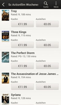 HTC Watch Actionfilm-Wochenende - pro Film nur 5 Cent (z.B. Transformers, 300)