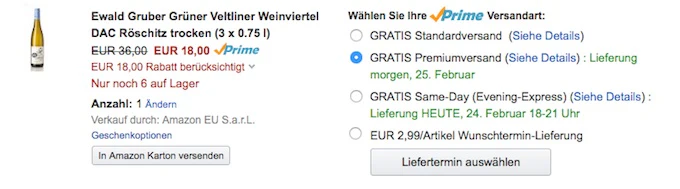 Wein Rabatt bei Amazon