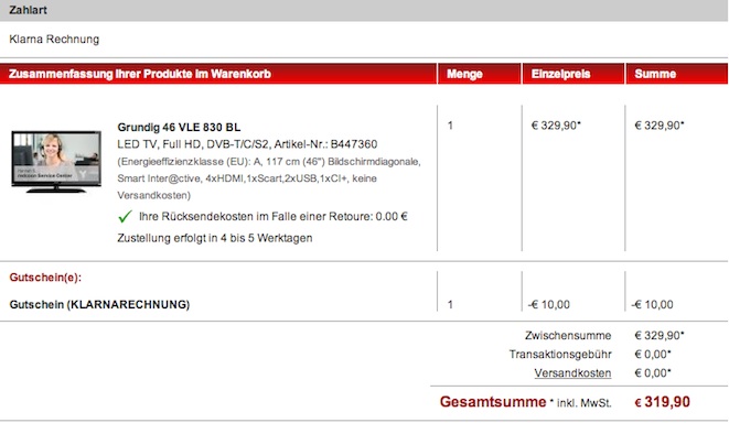 Grundig 46 VLE 830 BL für 320€ - 46“ LED-Smart-TV mit Full-HD, Triple Tuner