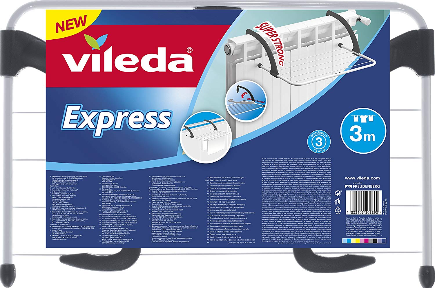 3 x VILEDA Express Heizkörpertrockner, Stahl und Kunststoff, neue Version mit SuperStrong Bügel (Amazon Prime)