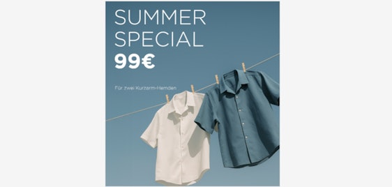 ETERNA Summer Special 🤩 - 2 Kurzarm-Hemden für 99€ mit Gutscheincode