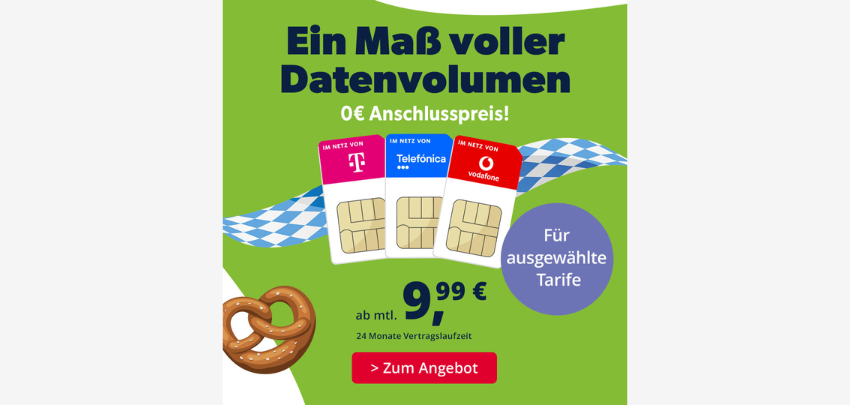 Was a Gaudi! 🤩 Oktober Deals bei freenet ab 9,99€/Monat sichern - 0€ Anschlusspreis in allen Netzen! 