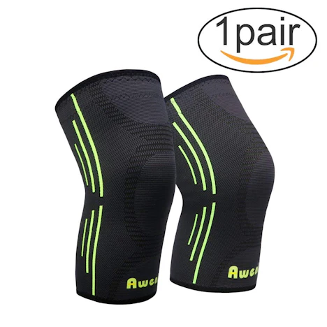 Awenia Kniebandage (1 Paar) Knie Sleeve Unterstutzung Kompression Klammer