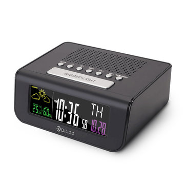 Digoo DG-FR100 SmartSet Wireless Digital Wecker Wettervorhersage Schlaf mit FM Radio Uhr - Schwarz