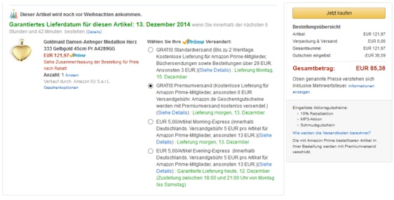 20% Rabatt auf ausgewählten Schmuck + weitere 10% auf die Marke Goldmaid bei Amazon