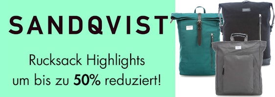 50% Rabatt auf 8 ausgewählte Sandqvist-Rucksäcke bei Wardow
