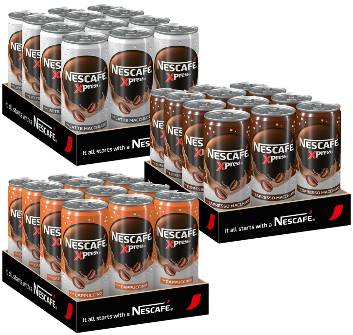 3x 12 Nescafé Xpress Dosen für 17€ - in den Sorten Latte Macchiato, Espresso Macchiato &amp; Cappuccino