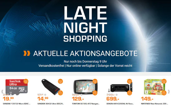 Saturn Late Night Shopping am 13.01. in der Übersicht - z. B. New Nintendo 3DS mit Spiel für 149€