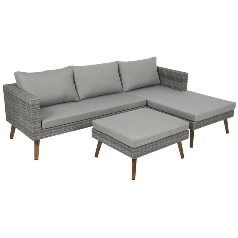 Greemotion Lounge-Gruppe Gomera Polyrattan Grau 3-tlg. (128514) mit 440,05€ Preisnachlass