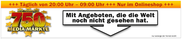 Media Markt Angebote ab 20:00 Uhr z.B. Apple iPad mini 32 GB oder 42" Panasonic LED TV *UPDATE*