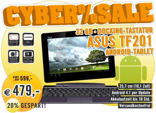 ASUS Eee Pad Transformer Prime TF201 für 479€ - Tablet mit Tastatur und IPS Panel