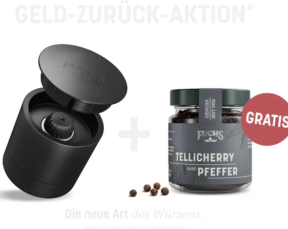 Fuchs: Kaufe einen Mahlaufsatz und ein Glas Gewürze und erhalte die Gewürze gratis
