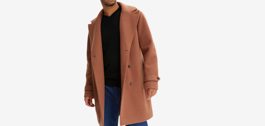 Herren Übergangsmantel für 21€ - Wollanteil, Reverskragen, maschinenwaschbar