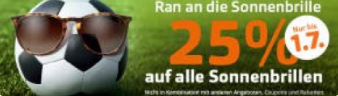 25% auf alle Sonnenbrillen + Gratis Fan-Sonnenbrillen zu jeder Bestellung
