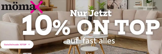 Nur heute bei Mömax: 45% Rabatt auf Möbel & Gartenmöbel + 10% Extrarabatt sichern!