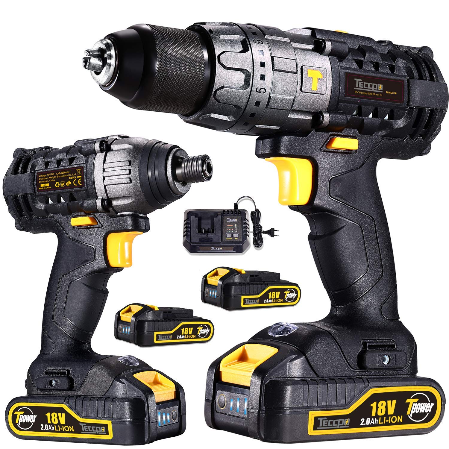 Set: TECCPO Elektroschrauber 60Nm UND 180Nm Schlagschrauber