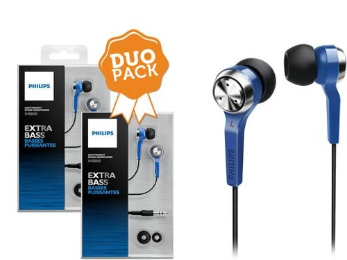 Doppelpack: 2x Philips SHE8500BL/10 In-Ear-Kopfhörer (Goldbeschichteter Stecker) blau für 17,90€