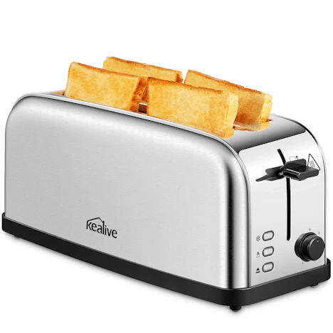 Toaster 4 Scheiben | 7 Bräunungsstufen | Aufwärm-und Auftaufunktion | herausnehmbare Krümelschublade | 1500W
