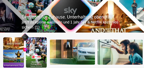 TOP ⚡️🌱 eprimoStrom Entertainment Pur 😍 1 Jahr Sky Entertainment Plus GRATIS (inkl. Netflix) + gratis Deutschland 26 Heimtrikot