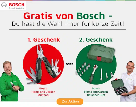 Bosch Multitool oder Ratschen-Set gratis zur Bestellung