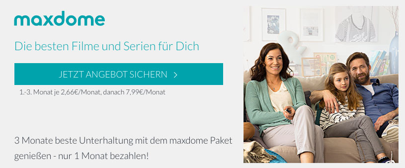 Maxdome testen für 8€ – 3 Monate Filme und Serien streamen
