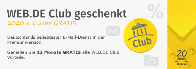 Web.de Club Mitgliedschaft 12 Monate gratis - keine Kündigung notwendig
