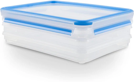EMSA Clip & Close Frischhaltedosen-Set, rechteckig, 3 x 1 L
