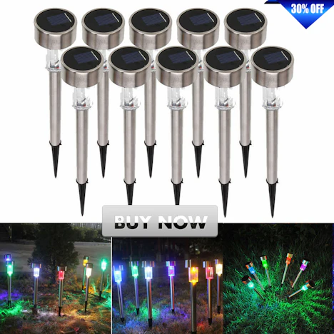 1 / 10er im Freien Garten-Edelstahl-LED-Solarlandschaftspfad Lichter Yard-Lampe