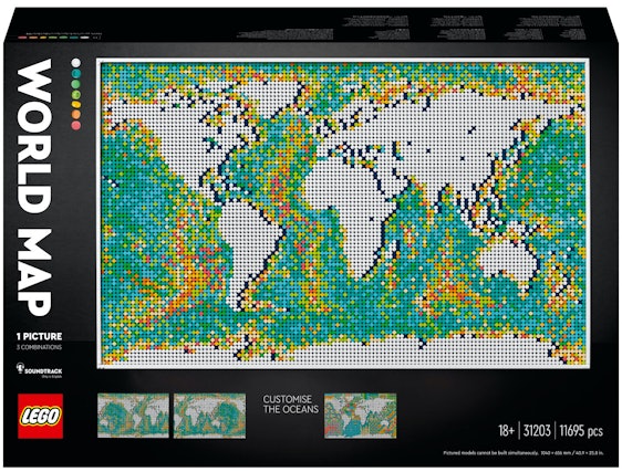 Lego Weltkarte (31203) für 201€ - Puzzle für Erwachsene mit 11.695 Teilen