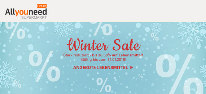 Lebensmittel Winter Sale bei Allyouneed Fresh - z. B. günstige Spirituosen