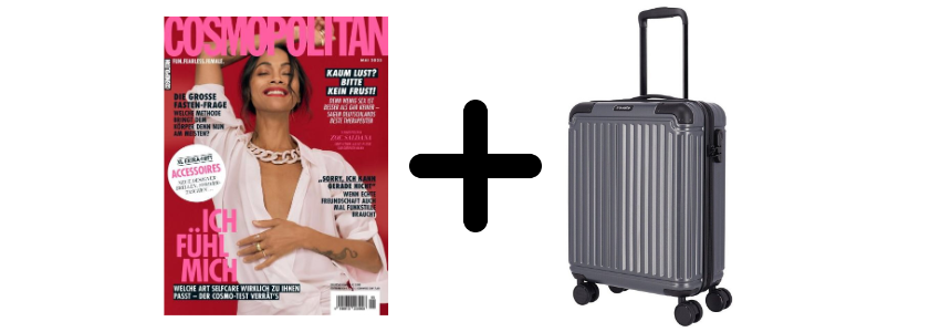 Gratis Reise-Trolley! 🏖️ 8 Ausgaben Cosmopolitan lesen + Travelite "Cruise" für 35€